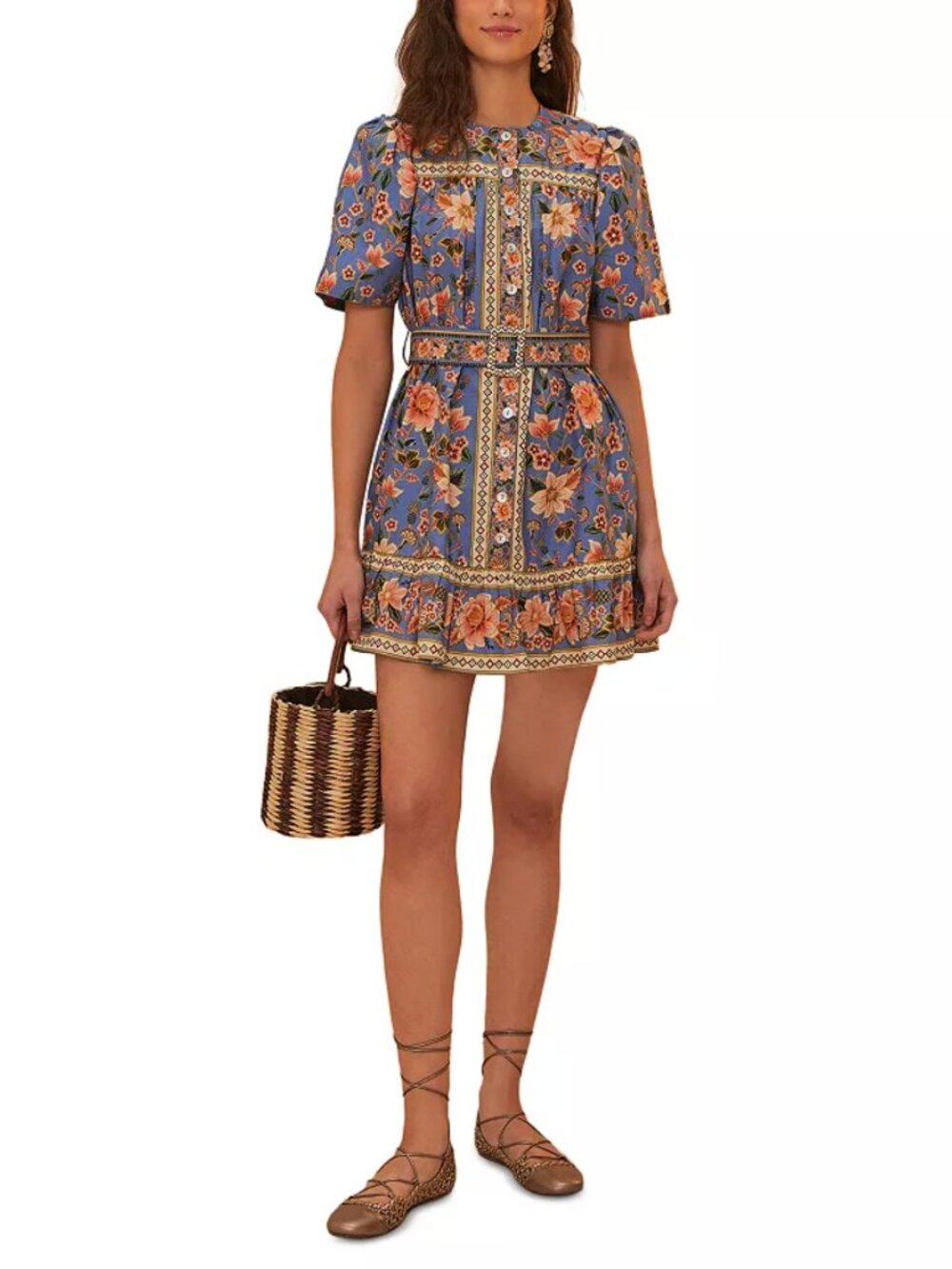 FARM Rio Blue Floral Mini Dress - Picture 9 of 14